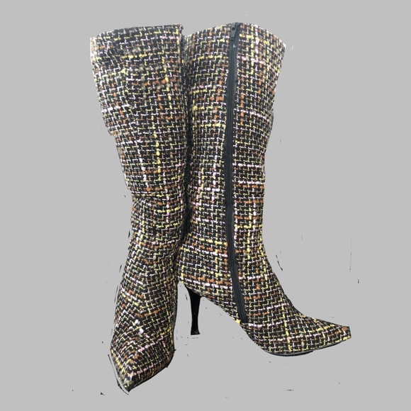 VTG Wild Rose Brand Plaid Calf High Boots Sz 7.5 - Picture 7 of 7